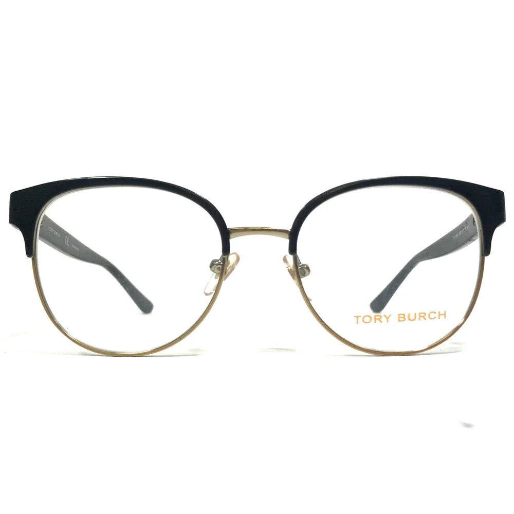 Tory Burch Eyeglasses Frames TY 1054 3100 Shiny Black Gold Round 50-18-140
